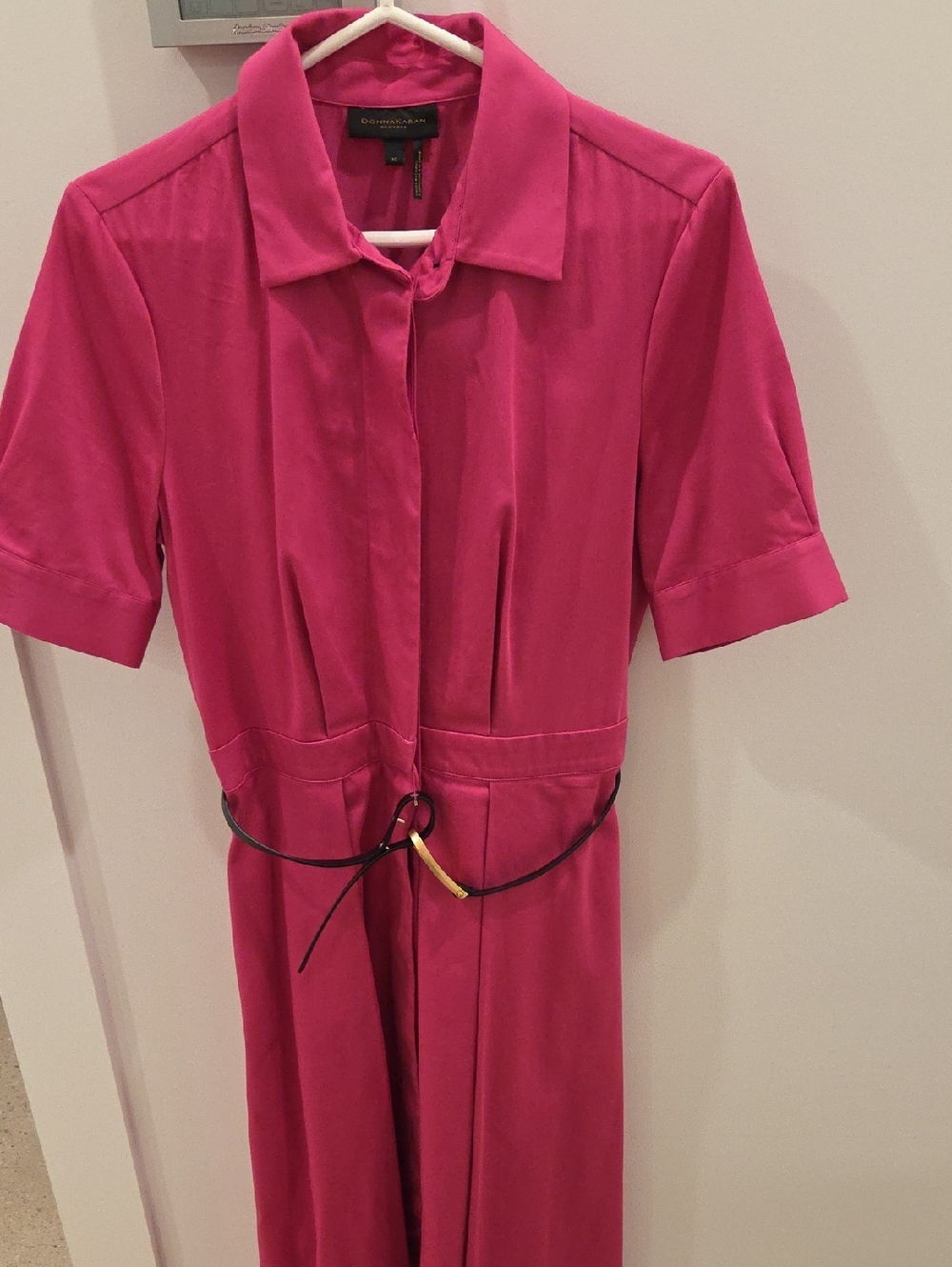 Donna Karan Pink Short-Sleeve Belted Dress - Size 10